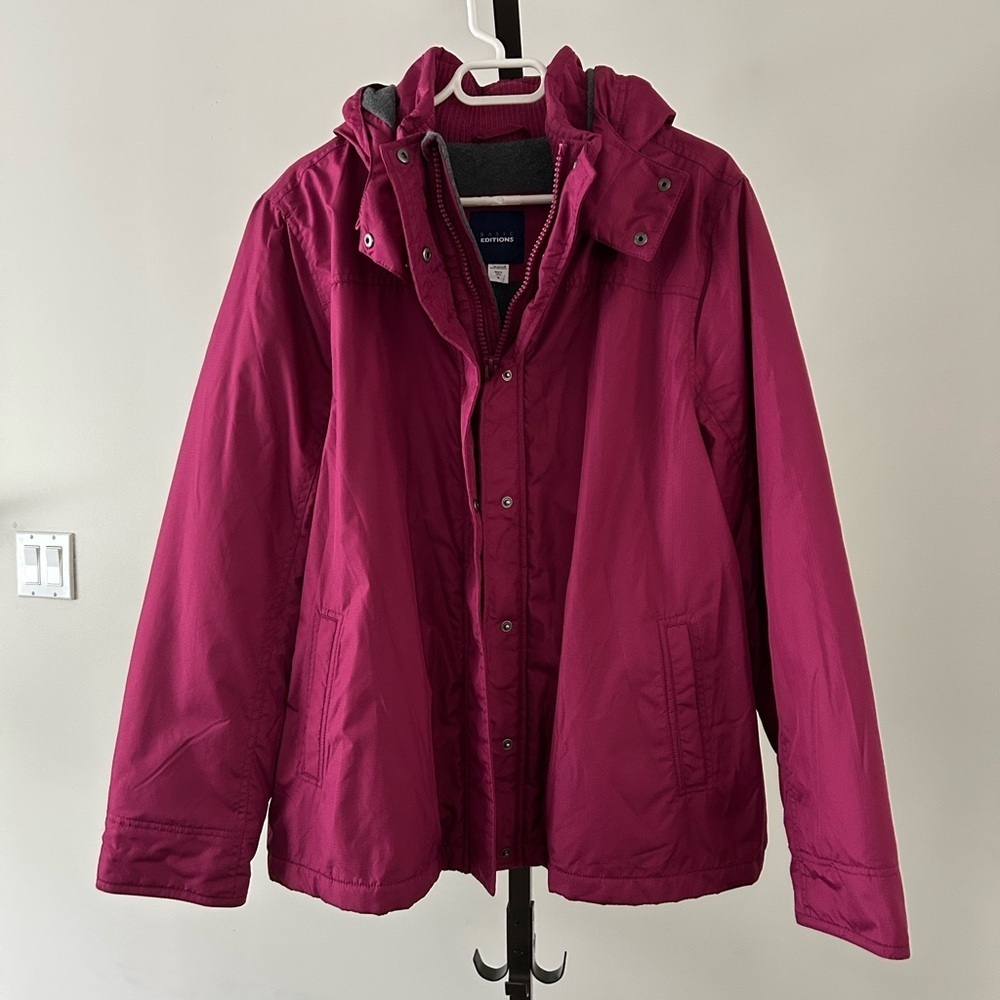 Basic Editions Magenta Hooded Jacket, Size X-Large.